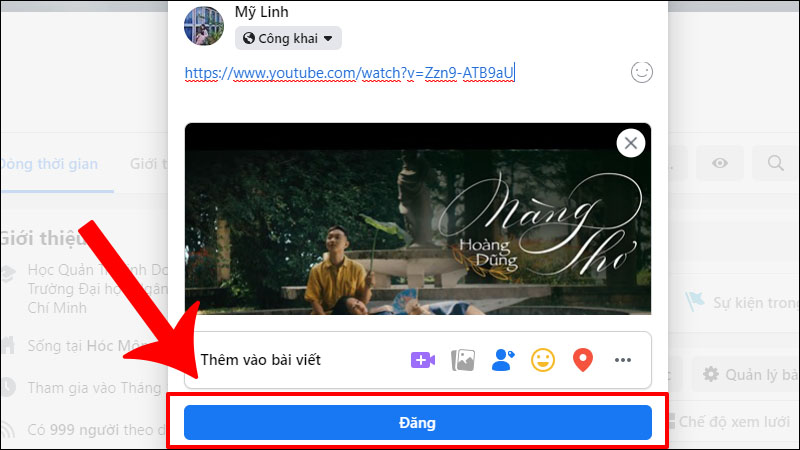Click vào Đăng để chia sẻ video